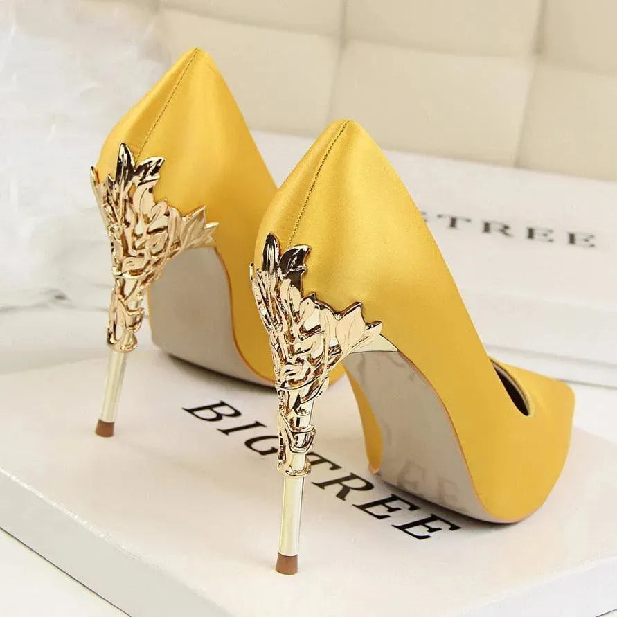 Women's Leather Pointed Toe Bridal Stiletto Pumps-Pumps Shoes-LeStyleParfait