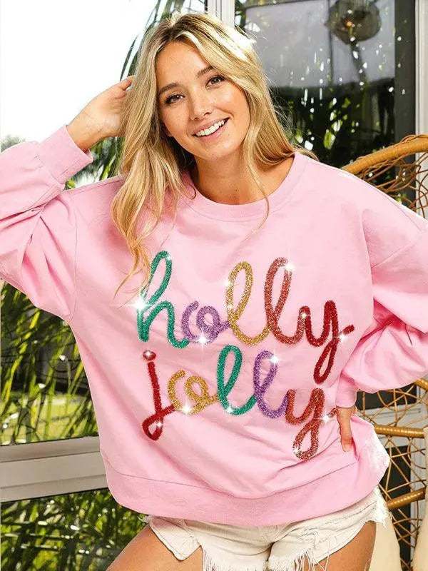 Women's Letter Print Pullover Sweatshirt-Women Sweatshirt-LeStyleParfait