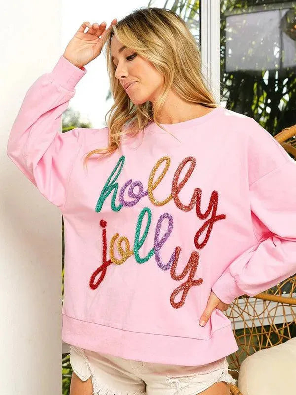 Women's Letter Print Pullover Sweatshirt-Women Sweatshirt-LeStyleParfait