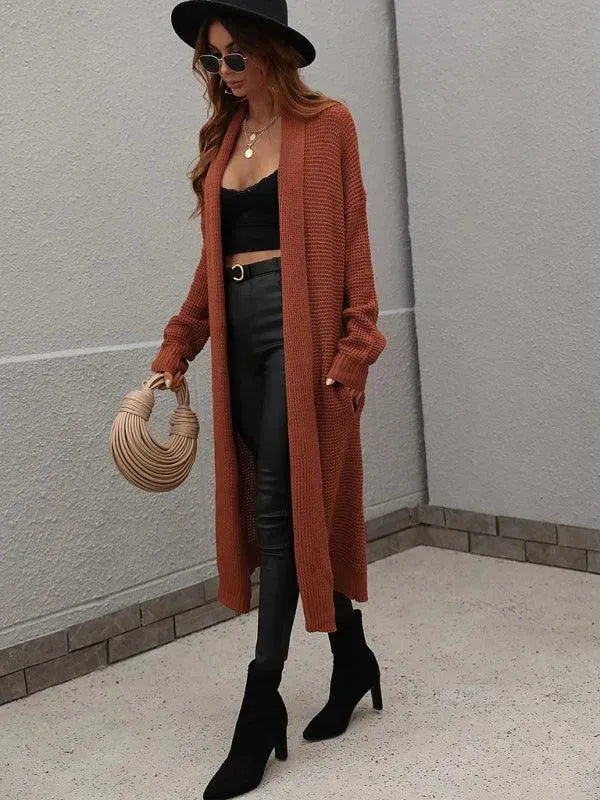 Women’s Longline Slip-On Cardigan Sweater – Relaxed V-Neck Layer