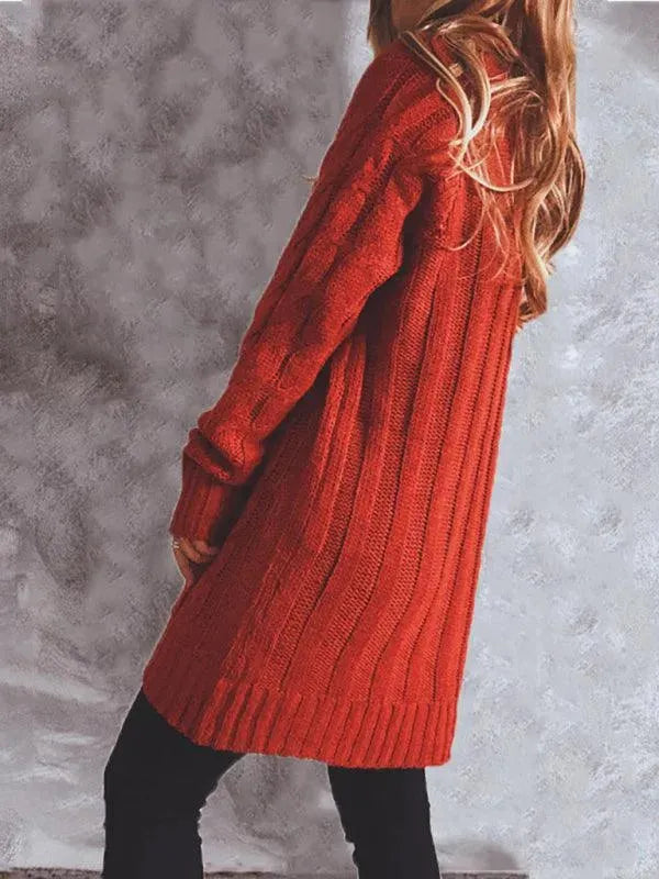 Women's Longline V-Neck Pocket Cardigan Sweater