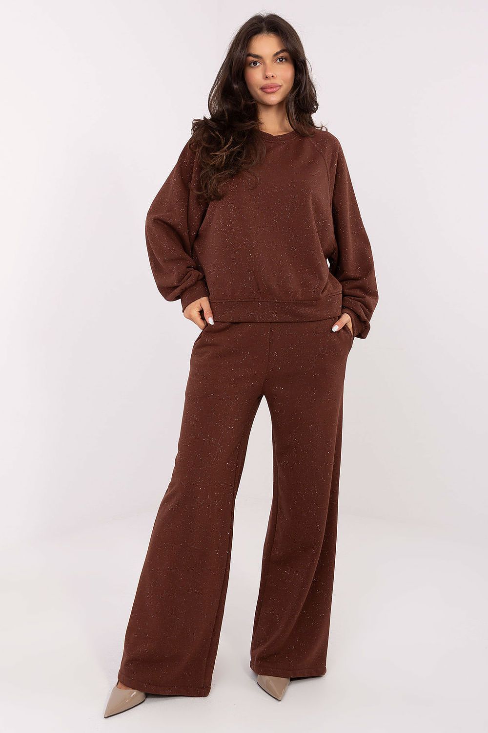 Women's Loose Plain Crewneck Sweatshirt — Brown-Women Sweatshirt-LeStyleParfait