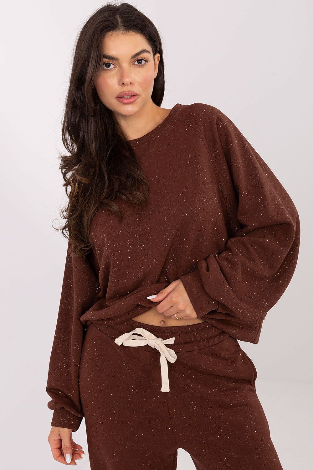 Women's Loose Plain Crewneck Sweatshirt — Brown-Women Sweatshirt-LeStyleParfait