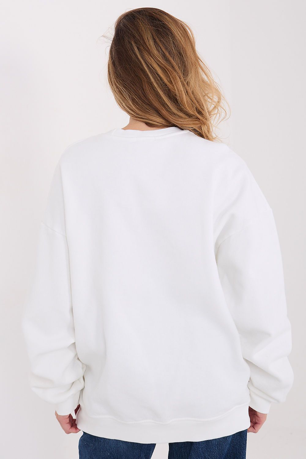 Women's Loose Printed Longline Sweatshirt — Grey-Women Sweatshirt-LeStyleParfait