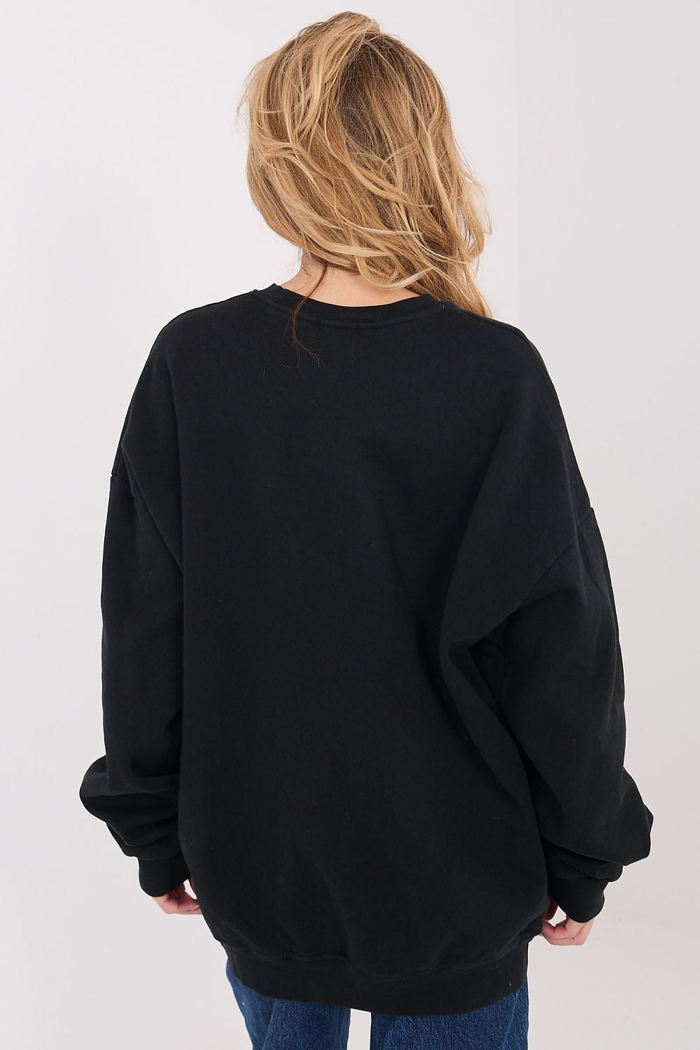 Women's Loose Printed Longline Sweatshirt — Grey-Women Sweatshirt-LeStyleParfait