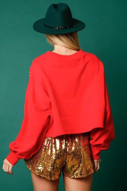 Women's Loose Sequined Casual Sweatshirt-Women Sweatshirt-LeStyleParfait