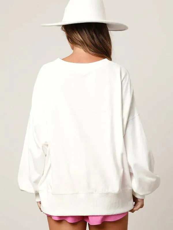 Women's Loose Sequined Sweatshirt-Women Sweatshirt-LeStyleParfait