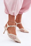 Women’s Mesh Strappy Stiletto Sandals-Women's Sandals-LeStyleParfait