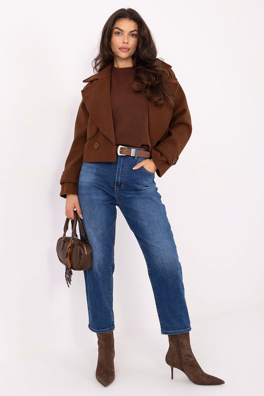 Women's Mom Jeans - Blue High Waist Belted Denim-Straight Leg Jeans-LeStyleParfait