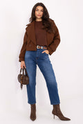 Women's Mom Jeans - Blue High Waist Belted Denim-Straight Leg Jeans-LeStyleParfait