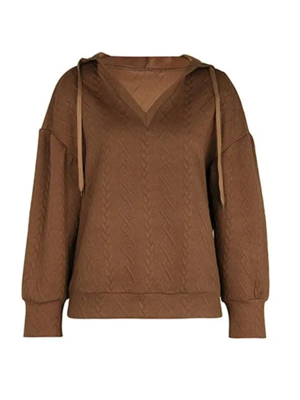 Women's New Solid Color Knitted Long Hooded Sweatshirt-LeStyleParfait