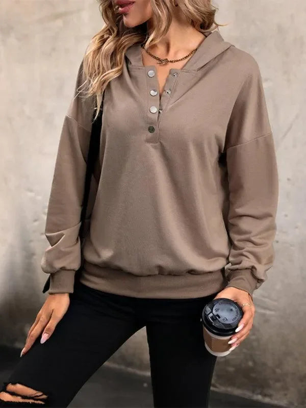 Women's New Solid Color Knitted Long Hooded Sweatshirt-LeStyleParfait