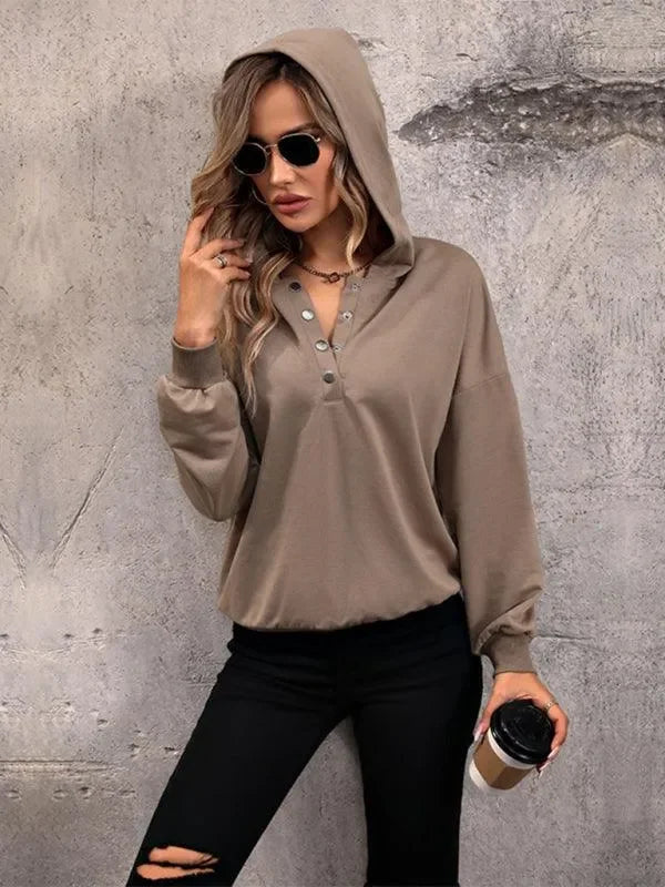 Women's New Solid Color Knitted Long Hooded Sweatshirt-LeStyleParfait