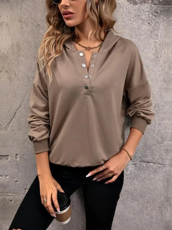 Women's New Solid Color Knitted Long Hooded Sweatshirt-LeStyleParfait