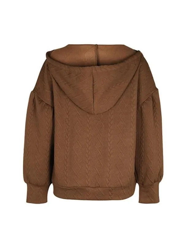 Women's New Solid Color Knitted Long Hooded Sweatshirt-LeStyleParfait