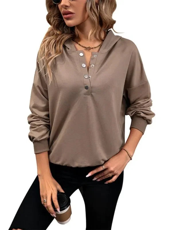 Women's New Solid Color Knitted Long Hooded Sweatshirt-LeStyleParfait