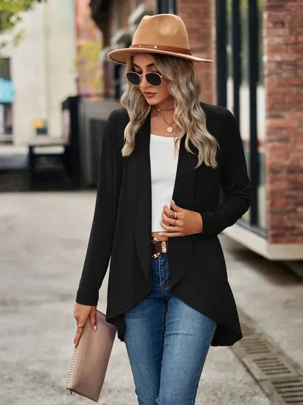 Women’s Open Front Longline Cardigan Sweater – Relaxed Fit