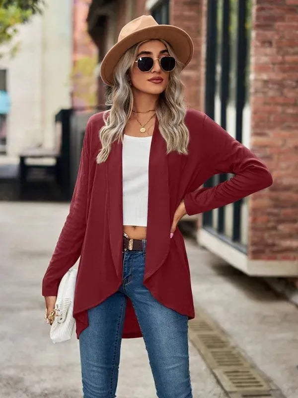 Women’s Open Front Longline Cardigan Sweater – Relaxed Fit