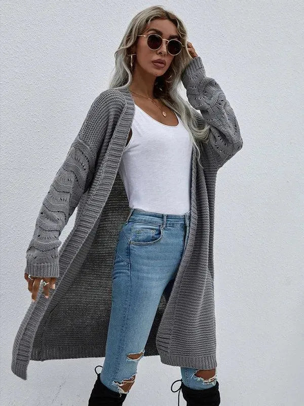 Women’s Open Knit Longline Cardigan Sweater – Lightweight