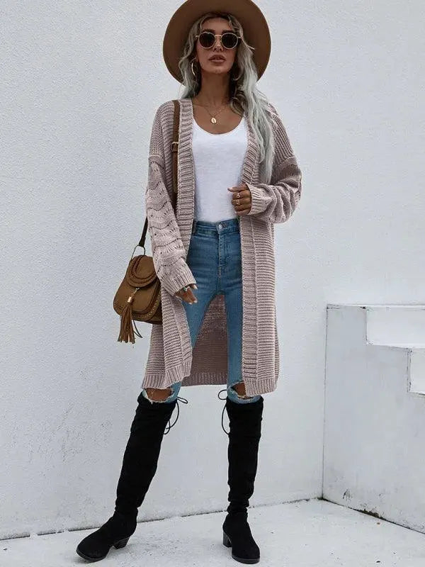 Women’s Open Knit Longline Cardigan Sweater – Lightweight