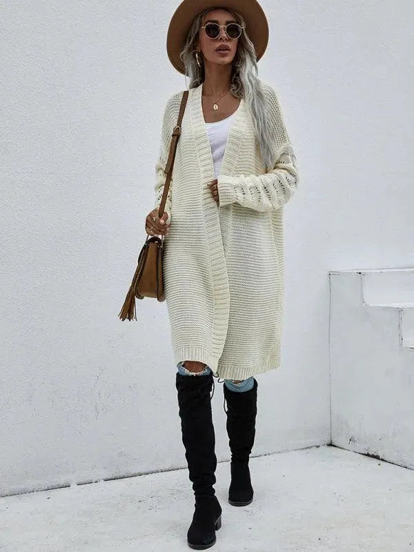 Women’s Open Knit Longline Cardigan Sweater – Lightweight