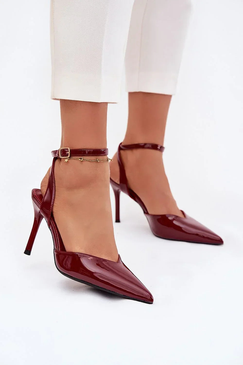 Women's Patent Pointed Toe Slingback Stiletto Pumps-Pumps Shoes-LeStyleParfait