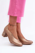 Women's Pink Floral Block Heel Pumps-Pumps Shoes-LeStyleParfait