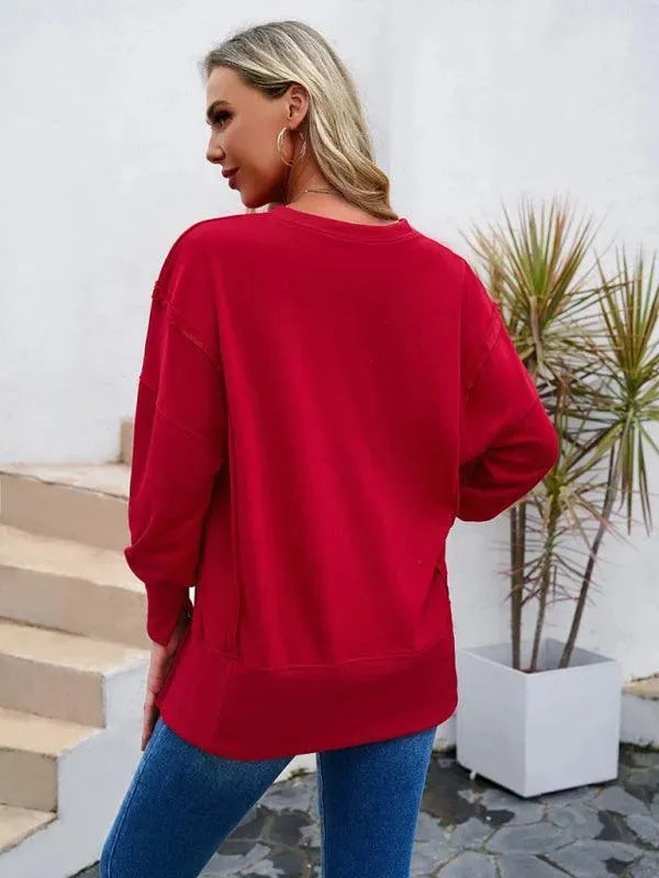Women's Plain Casual Sweatshirt-Women Sweatshirt-LeStyleParfait