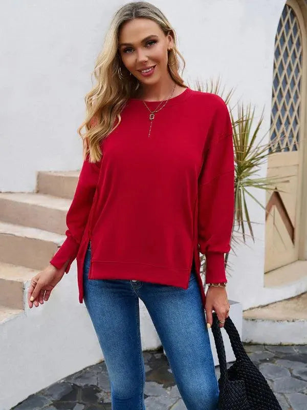 Women's Plain Casual Sweatshirt-Women Sweatshirt-LeStyleParfait