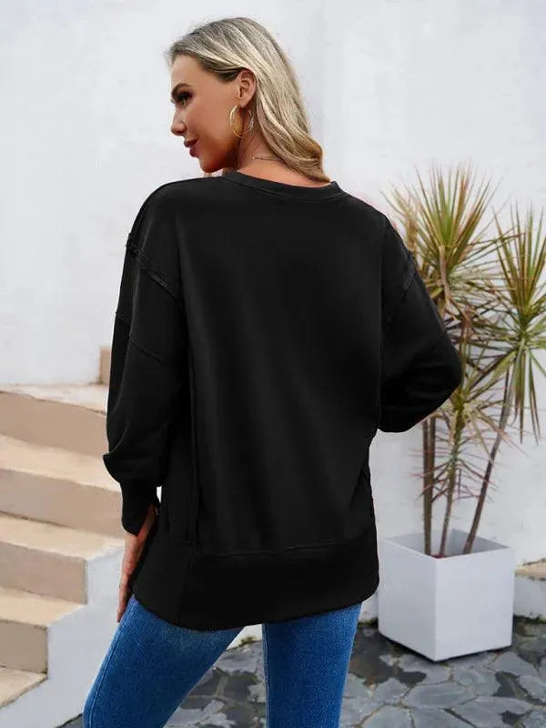 Women's Plain Casual Sweatshirt-Women Sweatshirt-LeStyleParfait