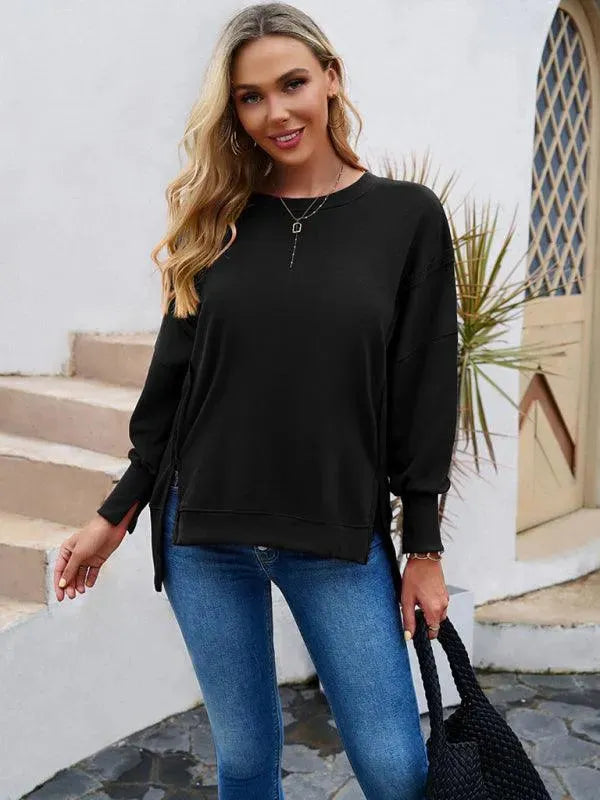 Women's Plain Casual Sweatshirt-Women Sweatshirt-LeStyleParfait