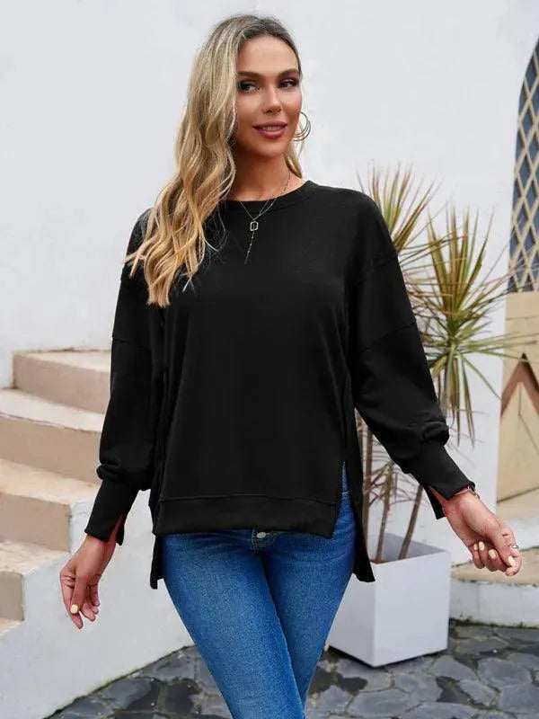 Women's Plain Casual Sweatshirt-Women Sweatshirt-LeStyleParfait