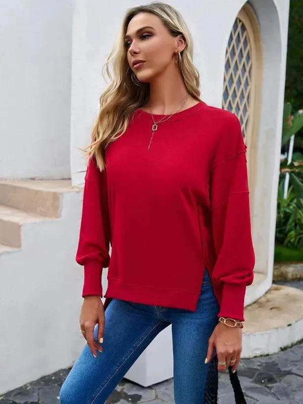 Women's Plain Casual Sweatshirt-Women Sweatshirt-LeStyleParfait