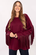 Women's Plain Viscose Crewneck Sweatshirt — Red-Women Sweatshirt-LeStyleParfait