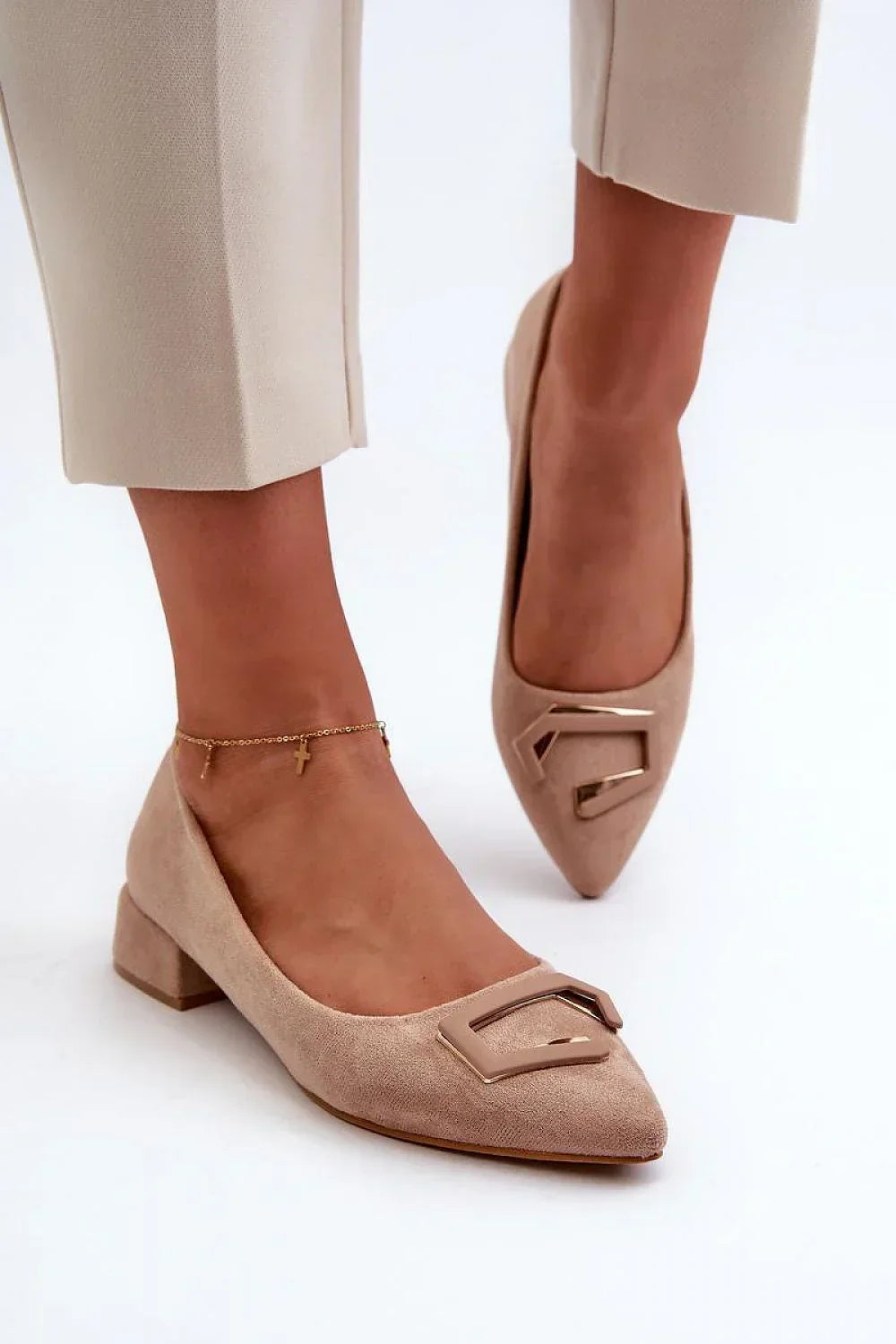 Women's Pointed Toe Low Block Heel Pumps-Pumps Shoes-LeStyleParfait