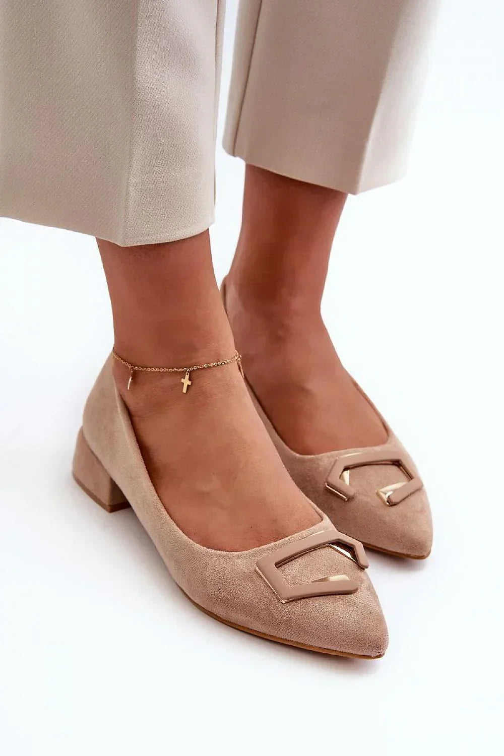 Women's Pointed Toe Low Block Heel Pumps-Pumps Shoes-LeStyleParfait