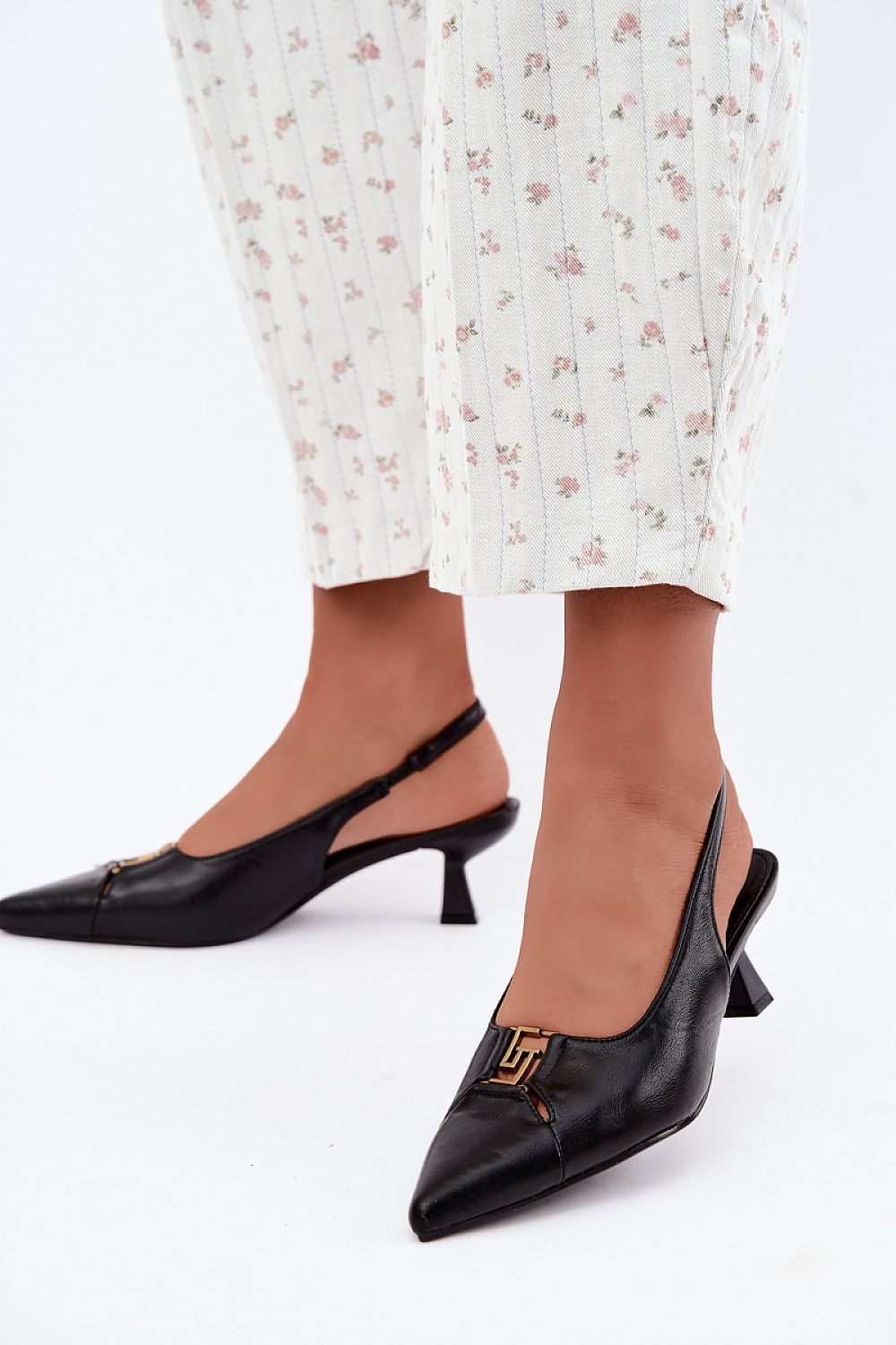Women's Pointed Toe Slingback Block Heel Pumps-Pumps Shoes-LeStyleParfait
