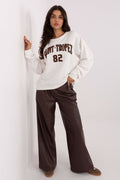 Women's Printed Regular Sweatshirt — Beige-Women Sweatshirt-LeStyleParfait