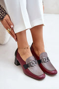 Women's Red Square Toe Block Heel Pumps-Pumps Shoes-LeStyleParfait
