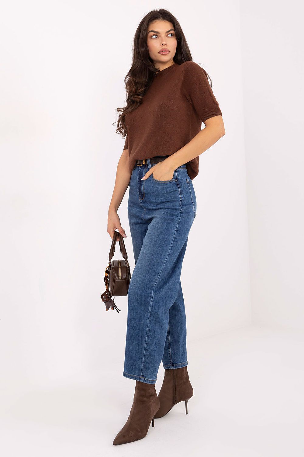 Women's Relaxed Fit Jeans - Blue High Waist Tapered Denim-Straight Leg Jeans-LeStyleParfait