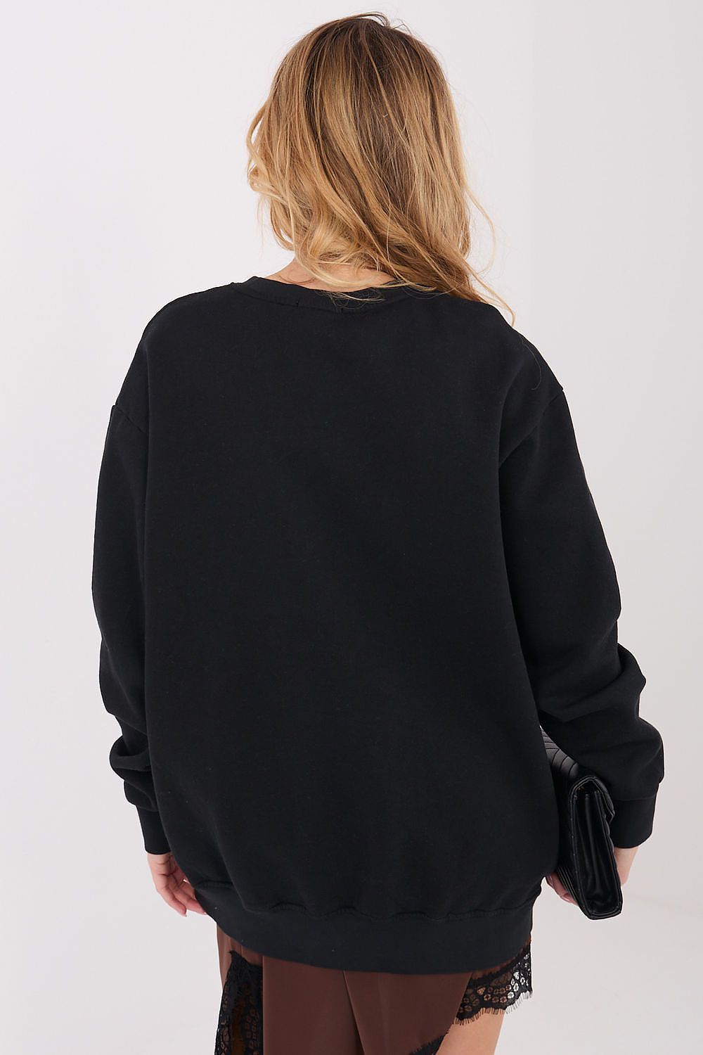 Women's Relaxed Plain Longline Sweatshirt — Black-Women Sweatshirt-LeStyleParfait