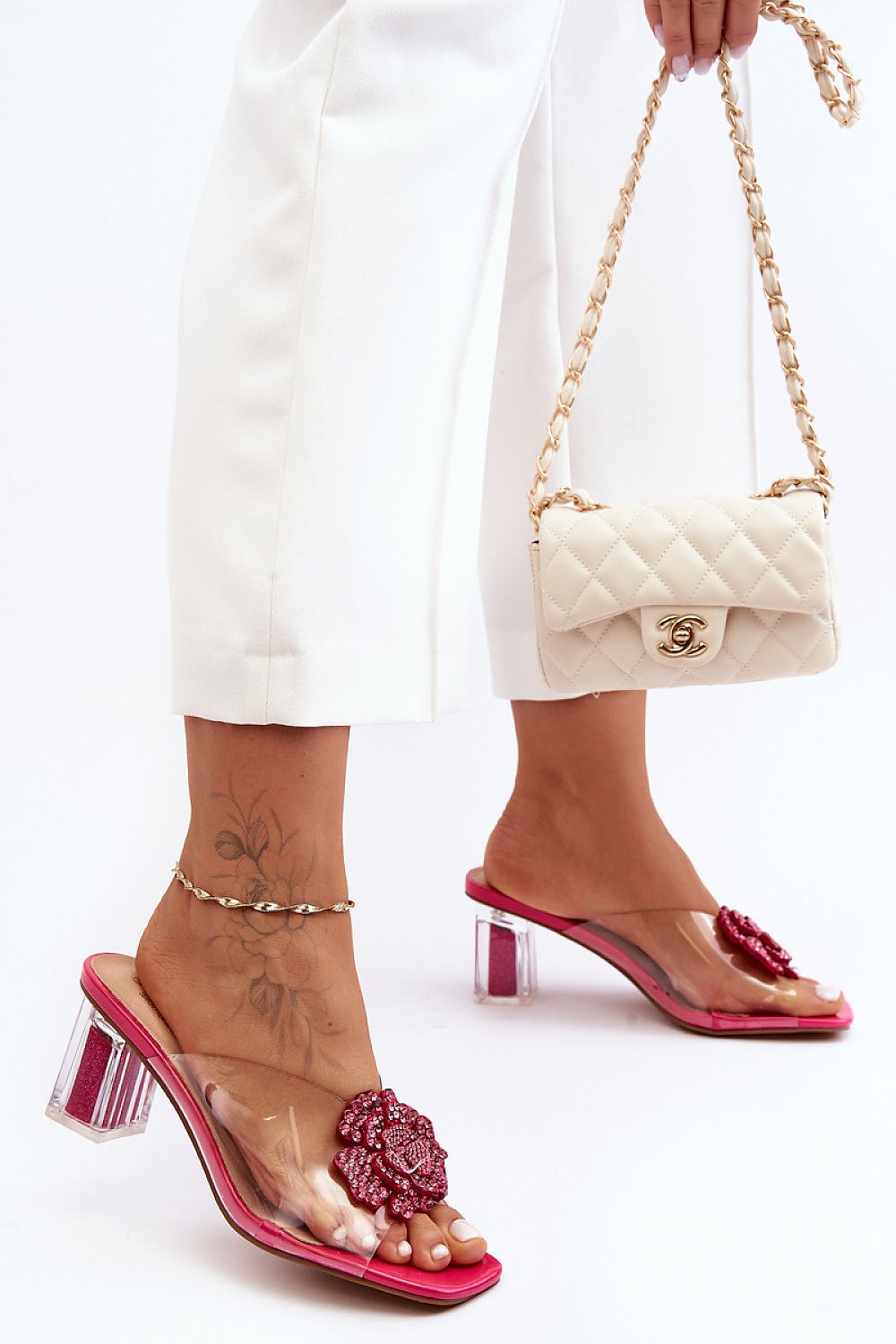 Women’s Sequined Block Heel Sandals-Women's Sandals-LeStyleParfait