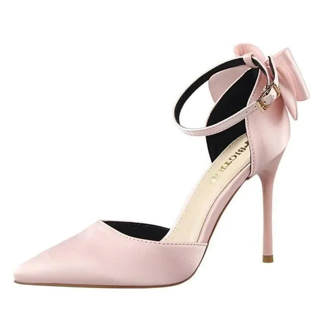 Women's Silk Satin Buckle Strap Stiletto Pumps-Pumps Shoes-LeStyleParfait