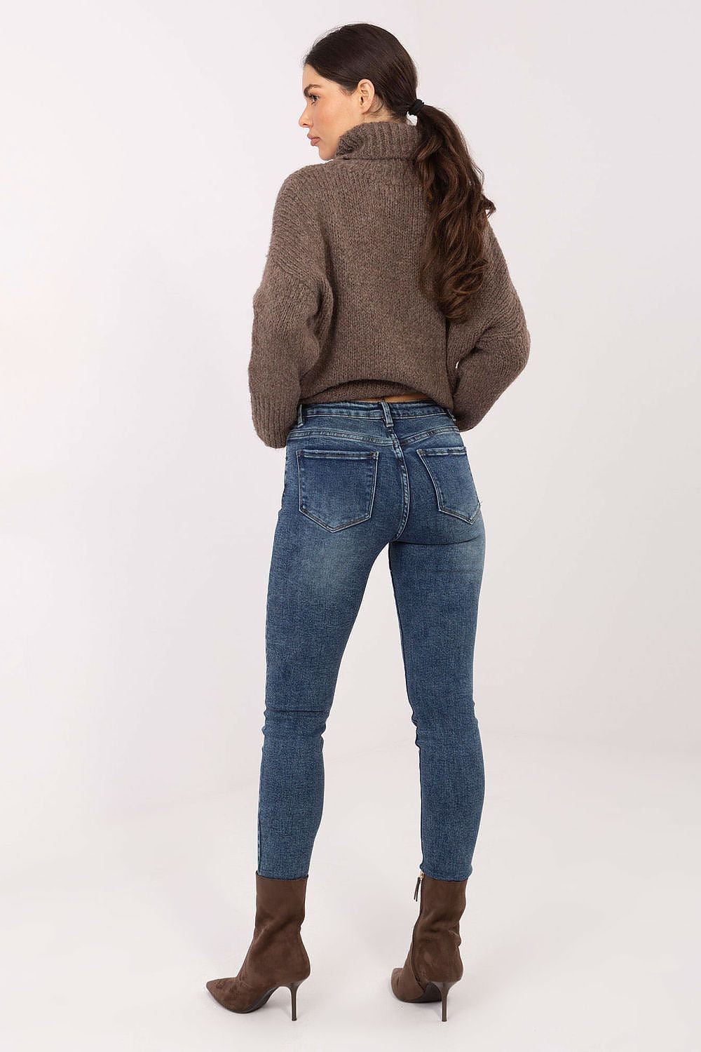 Women's Skinny Jeans - Blue Mid Rise Stretch Denim-Straight Leg Jeans-LeStyleParfait
