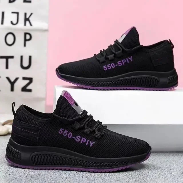 Women's Sneakers - Low-Top Flat Sneakers - Lace-Up Spring-Autumn Shoes