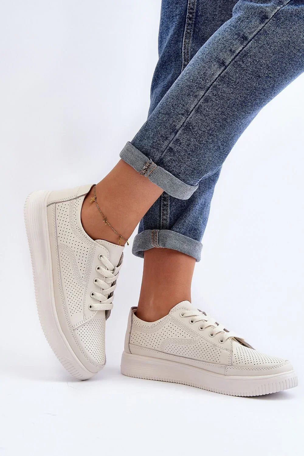 Women's Sneakers - Low-Top Sneakers - Lace-Up Spring Summer Autumn Shoes