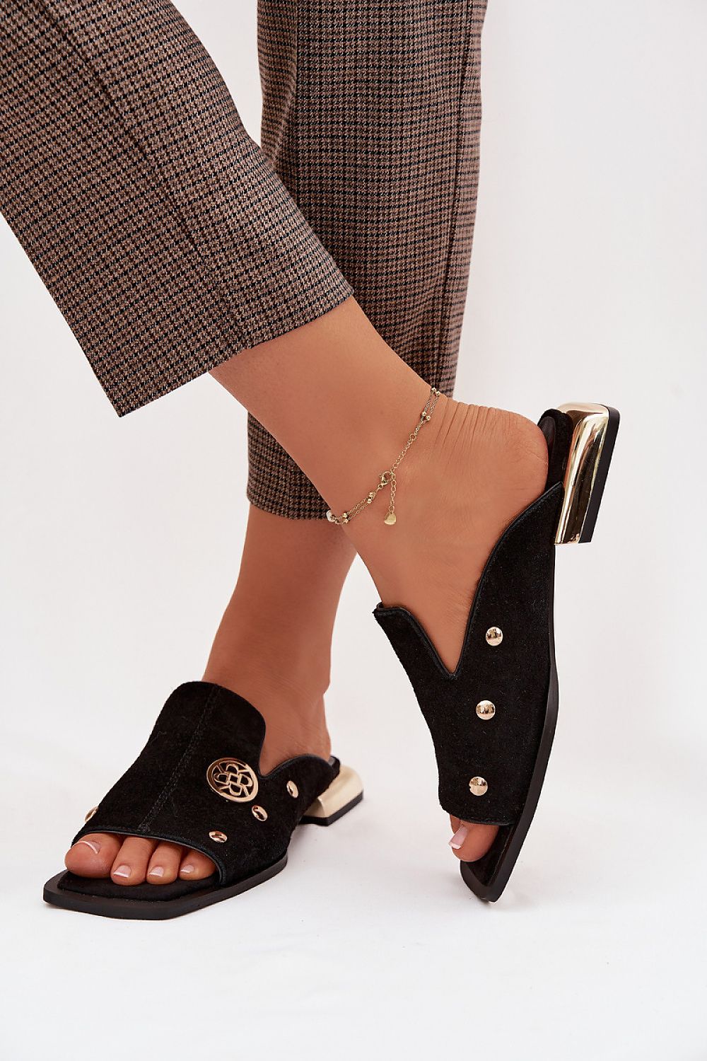 Women’s Square Heel Slide Sandals-Women's Sandals-LeStyleParfait
