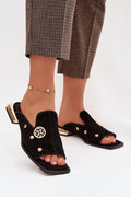 Women’s Square Heel Slide Sandals-Women's Sandals-LeStyleParfait