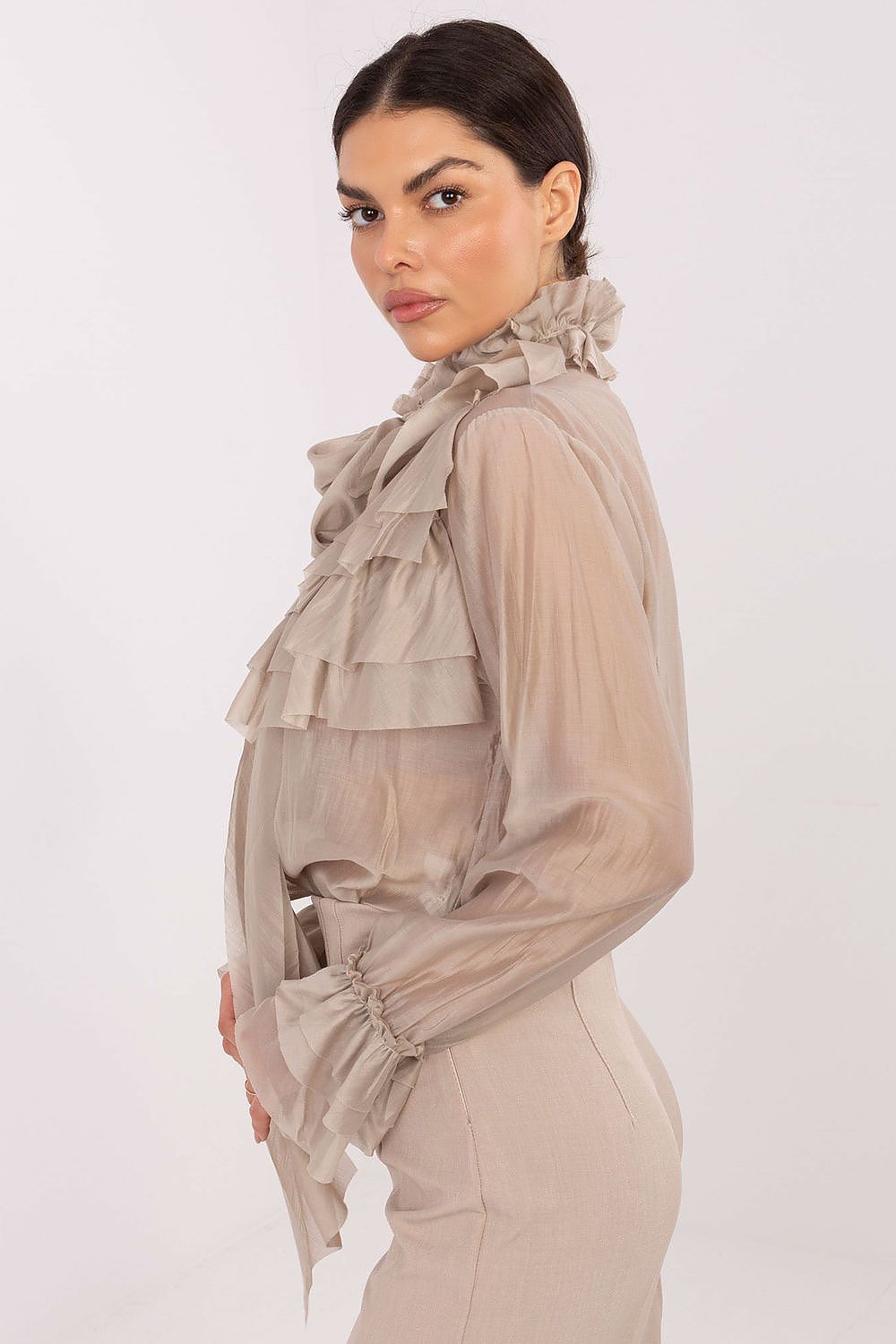 Women's Stand Collar Elegant Shirt — Black-LeStyleParfait