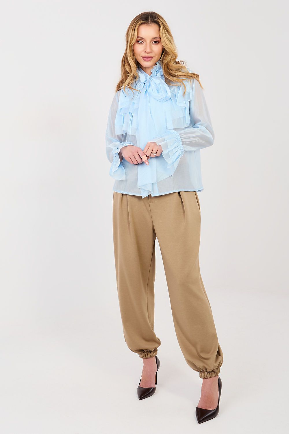 Women's Stand Collar Elegant Shirt — Black-LeStyleParfait